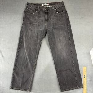 Levis 569 Jeans Mens 36x30 Black Loose Straight Mid‎ Rise Dark Wash Denim Y2K